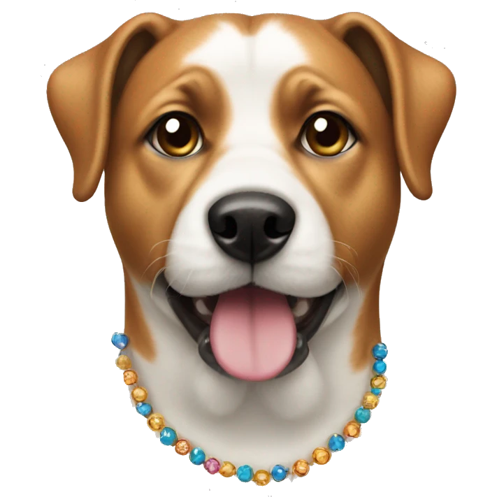 Dog with bead earrings on ears emoji