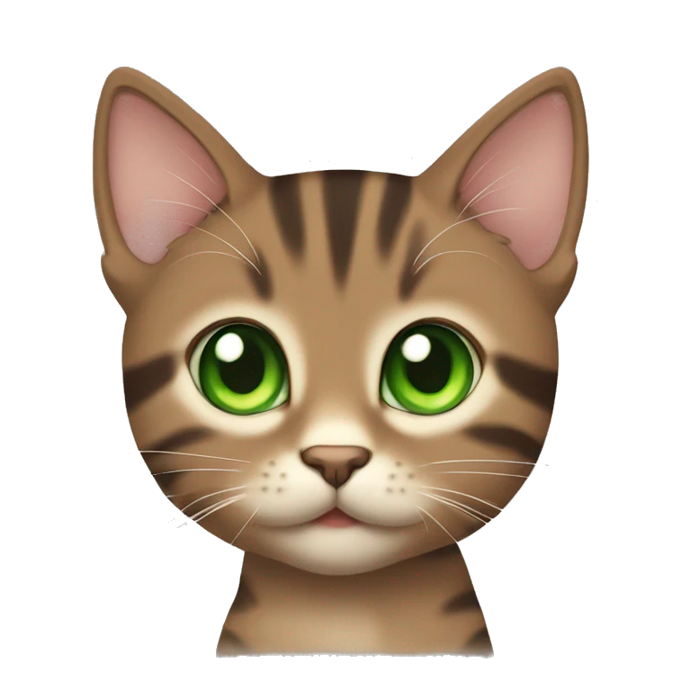 kawaii brown tabby kitten with green eyes emoji