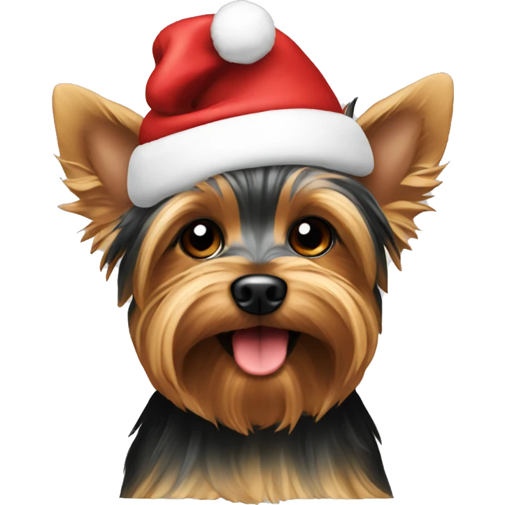Yorkie with christmas hat emoji