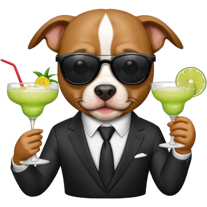 Pitbull holding a margarita with sunglasses on  emoji