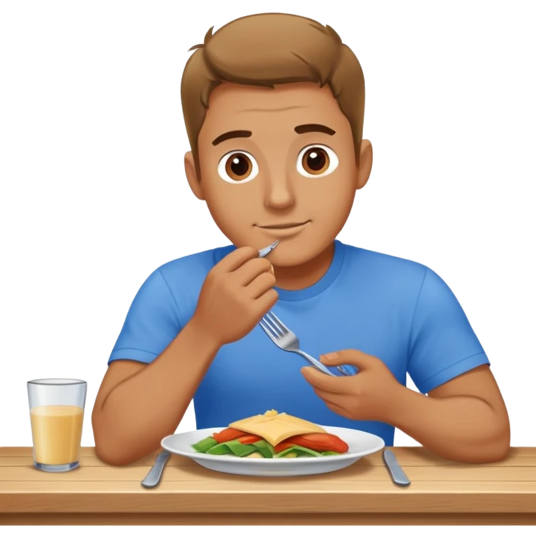 a man is having lunch at the table emoji