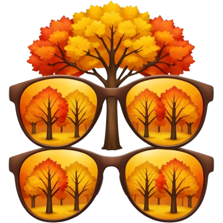 Reflection of autumn trees in sunglasses lens emoji