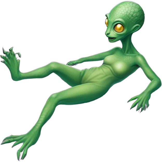 a Reptilian alien woman, full body, sleeping emoji