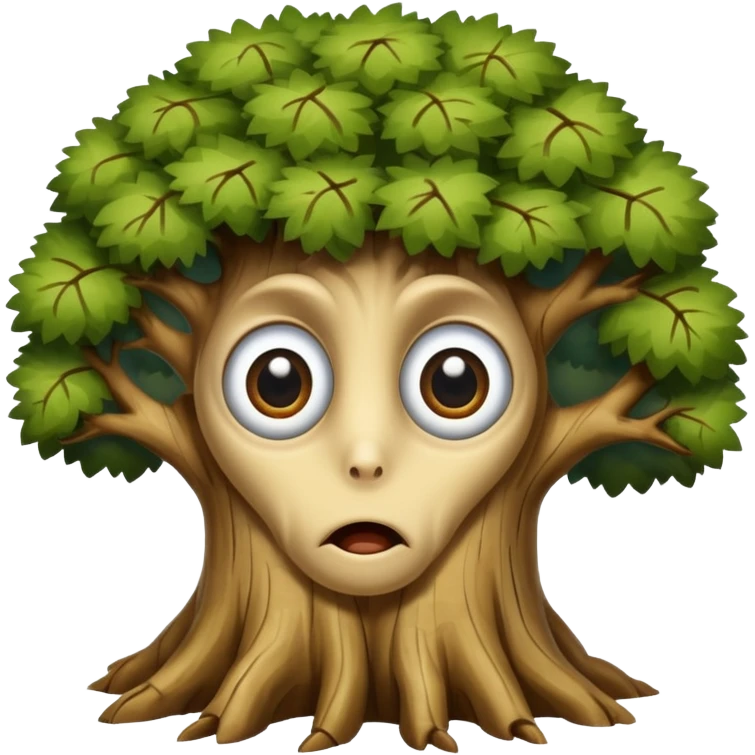 A tree with big uneven eyes that looks ignorant  emoji