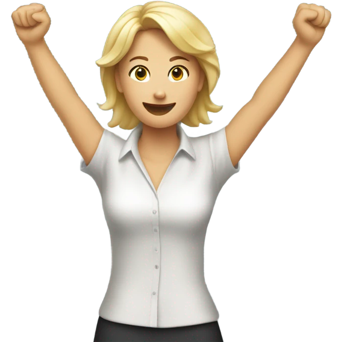 blondie woman celebrating strength posture arms emoji