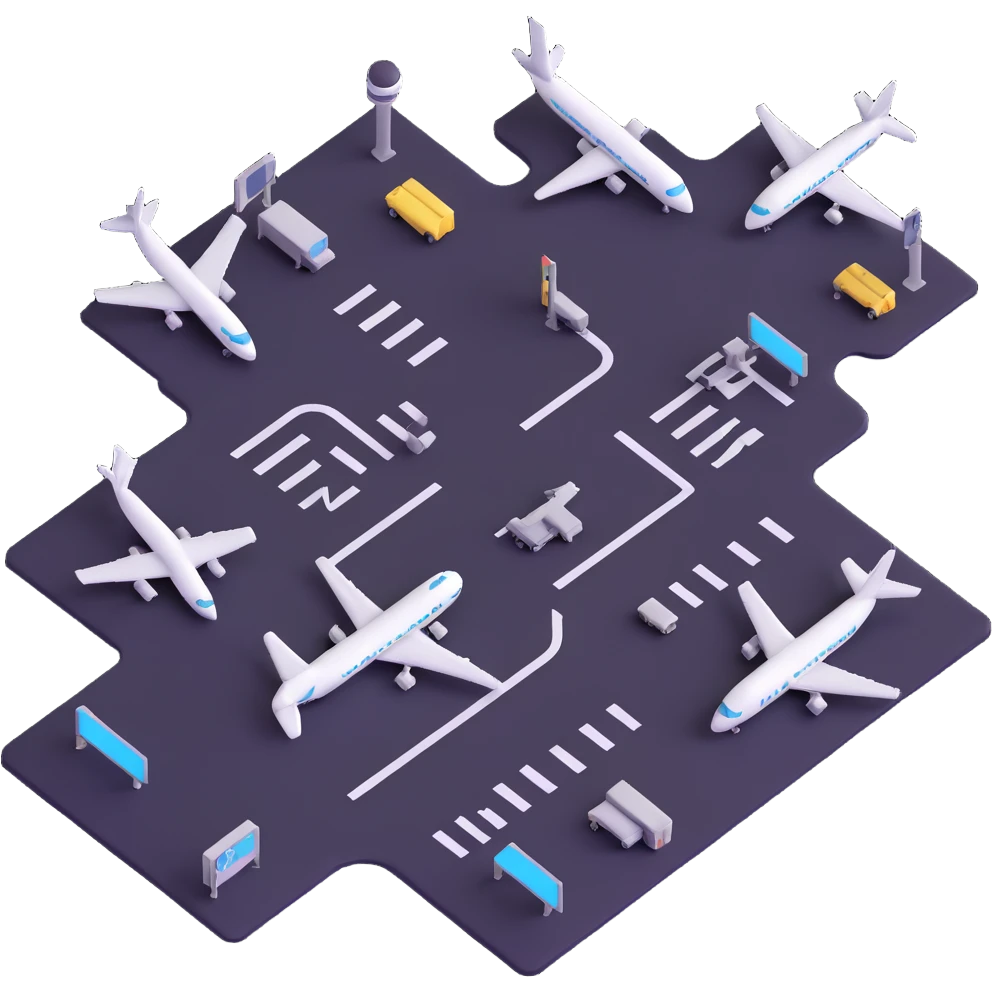 international airport with multiple terminals emoji