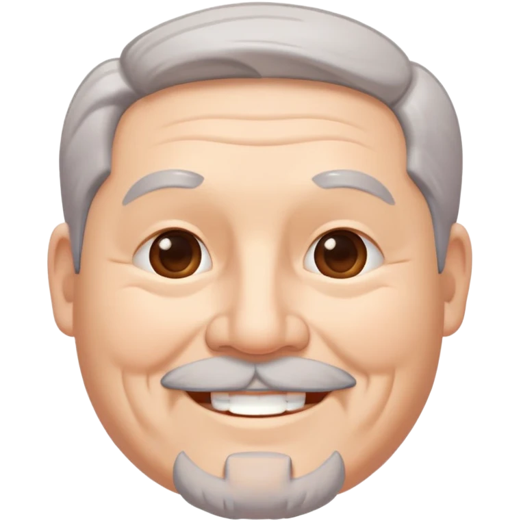 "- Nam
- 50 tuổi
- Da trắng, có nếp nhăn
- Tóc xám
- Cười mỉm, mặt mũm mĩm, râu quai nón
" emoji