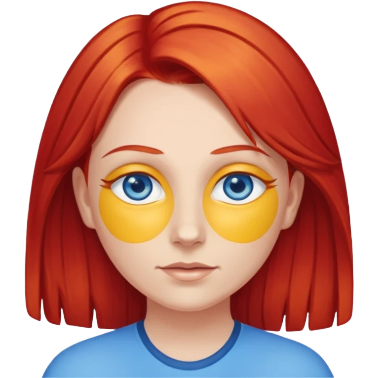 wendy thomas  the clown from gta rp nopixel she has a blue sun on her right eye with three yellow lines below her right eye and bove her left eye. she has bright red hair and light blue eyes emoji