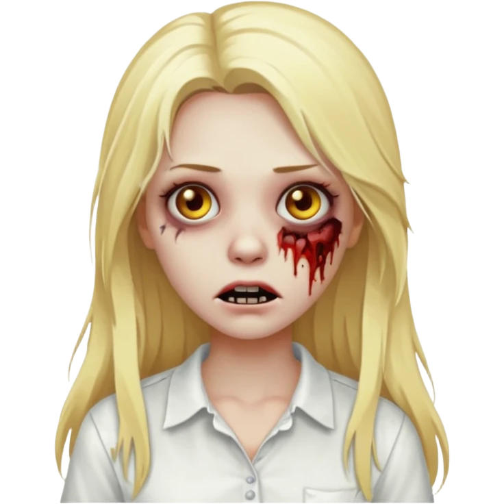 zombie girl with emo long hair blonde and white shirt emoji emoji