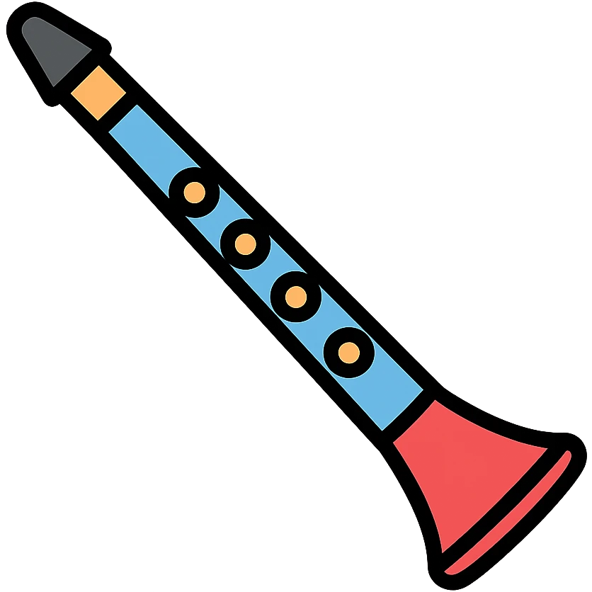 color outline icon of a clarinet with mouthpiece emoji