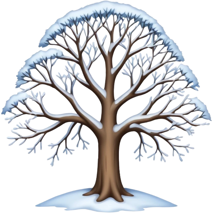 tree in winter with bare branches and snow emoji