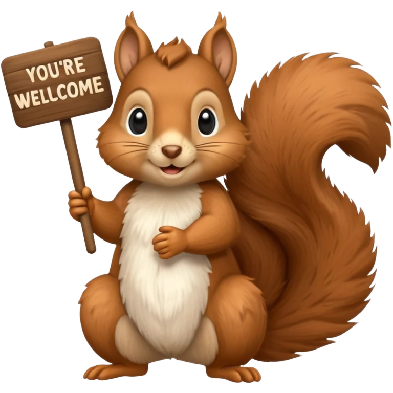 Have a squirrel holding a you’re welcome sign emoji