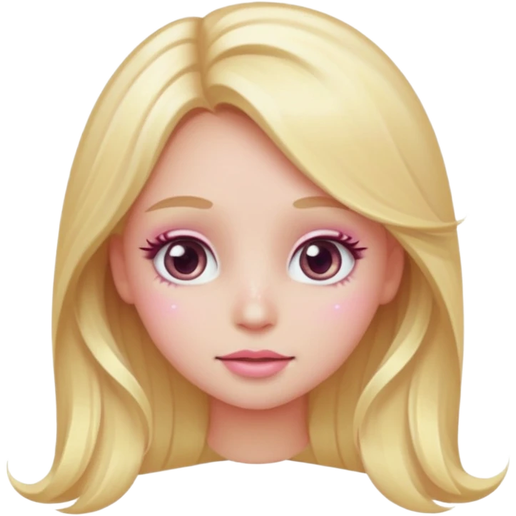 “Emoji girl, pastel pink blush, sparkly wide eyes, long blonde hair.” emoji