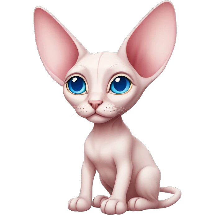 Pink-sphinx-cat-blue-eyes-big ears emoji