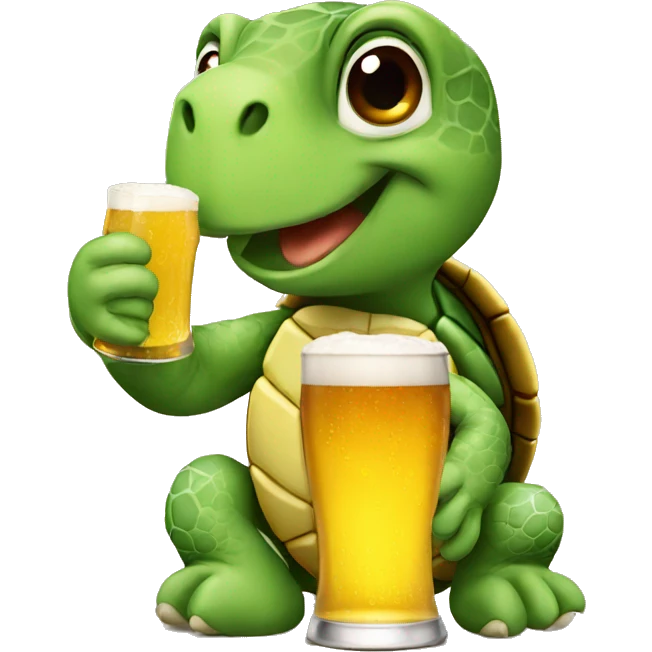 A turtle drinking beer emoji