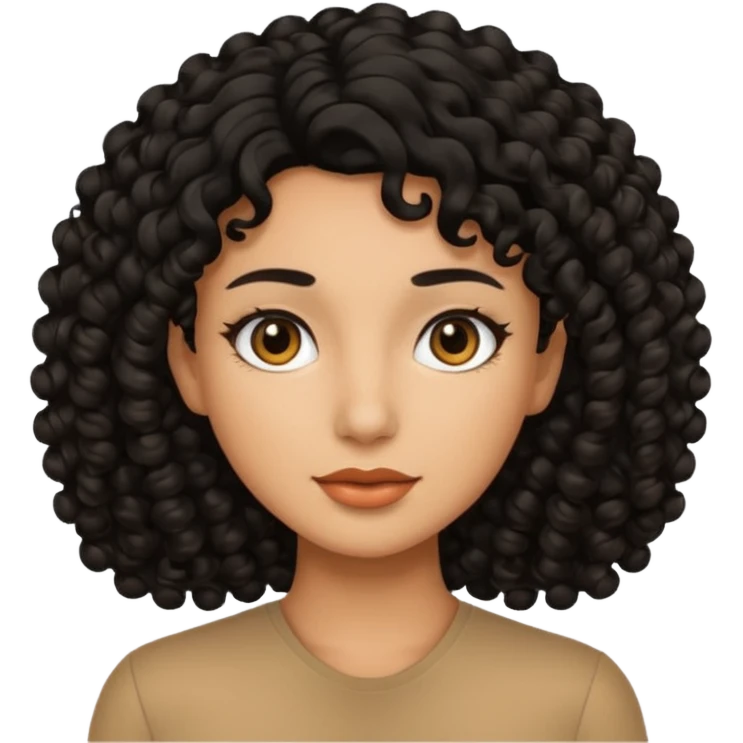 Mujer piel canela y pelo rizado emoji