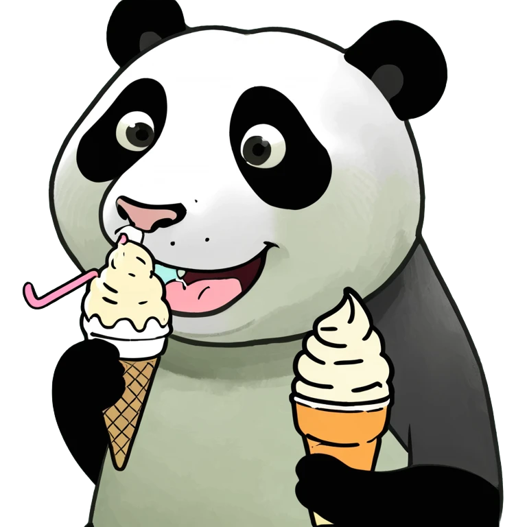 Panda eating ice cream emoji