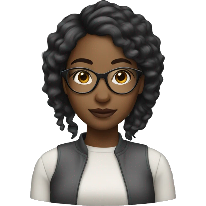 Black girl wearing clear glasses and side part emoji