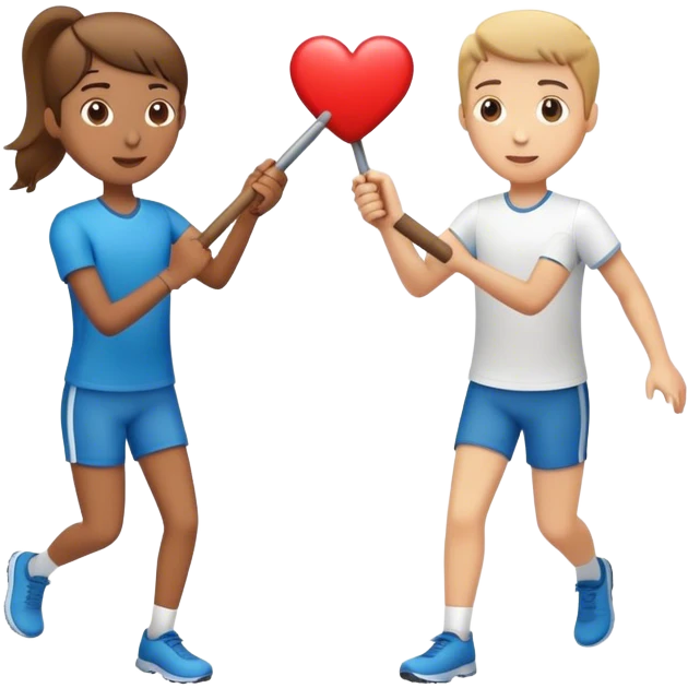 Relay race baton passing the baton. Passing a heart emoji