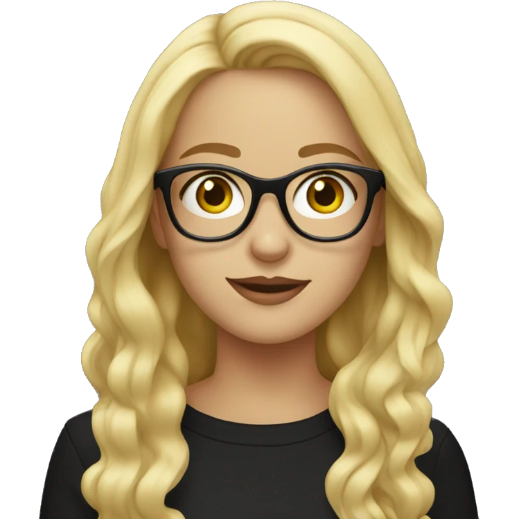 blonde girl in black with glasses  emoji