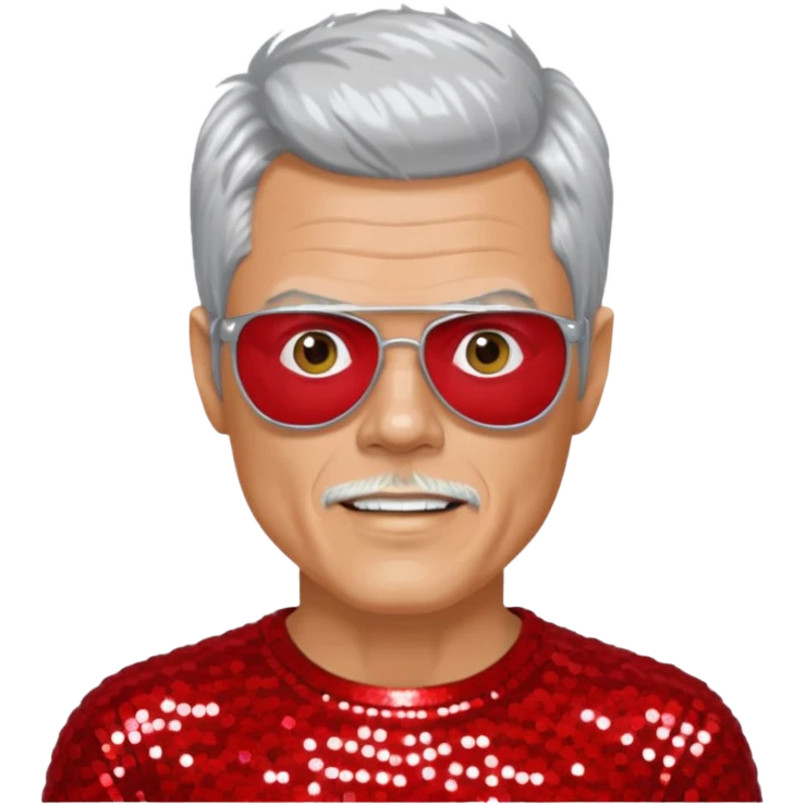 Johnny Knoxville from Jackass with silver hair, red sequin outfit emoji