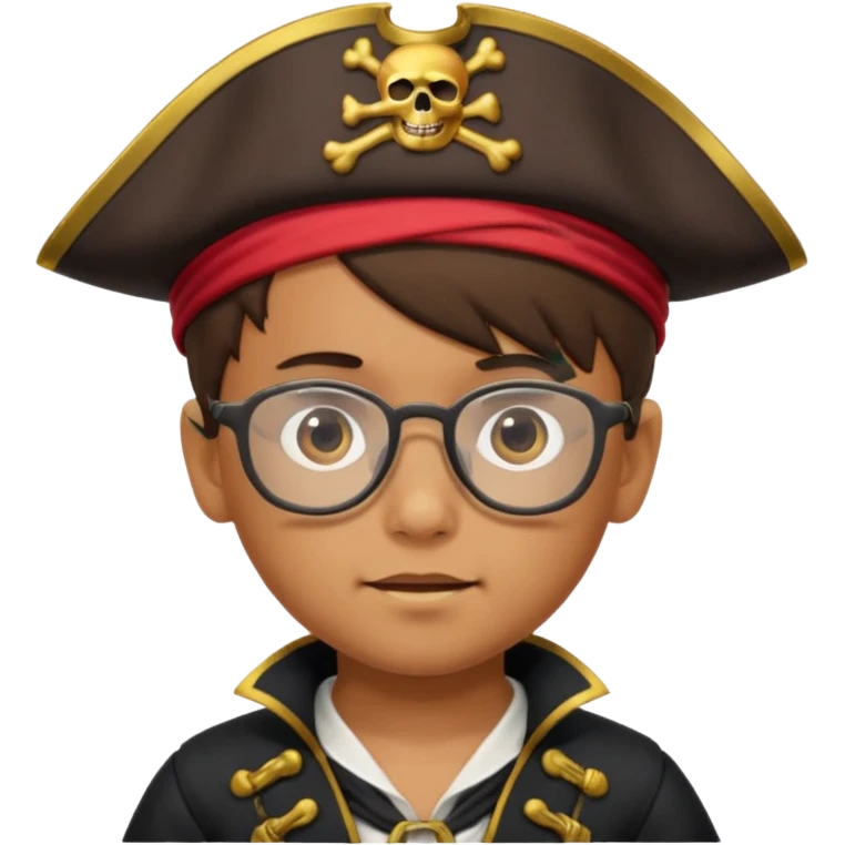 kid boy with pirate costume wearing glasses emoji