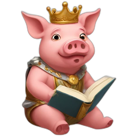 pig king read book emoji