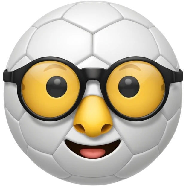 soccer ball wearing joke glasses and nose emoji