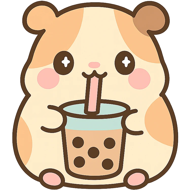 cute playful guinea pig enjoying boba tea emoji