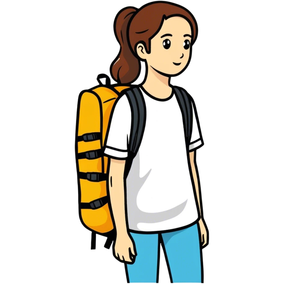 Adult woman with rucksack emoji