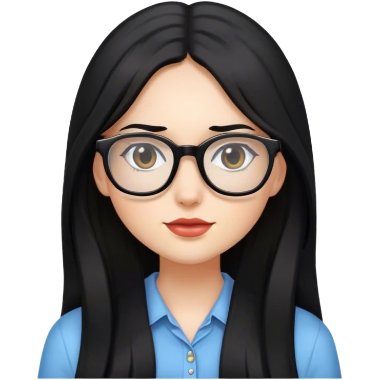 brunette girl long black hair with glasses emoji