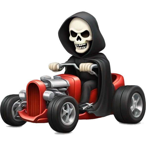 cartoon reaper driveing a hotrod  emoji