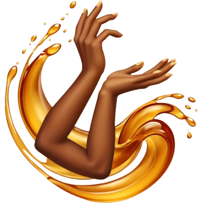 Golden liquid around the dancing hands emoji