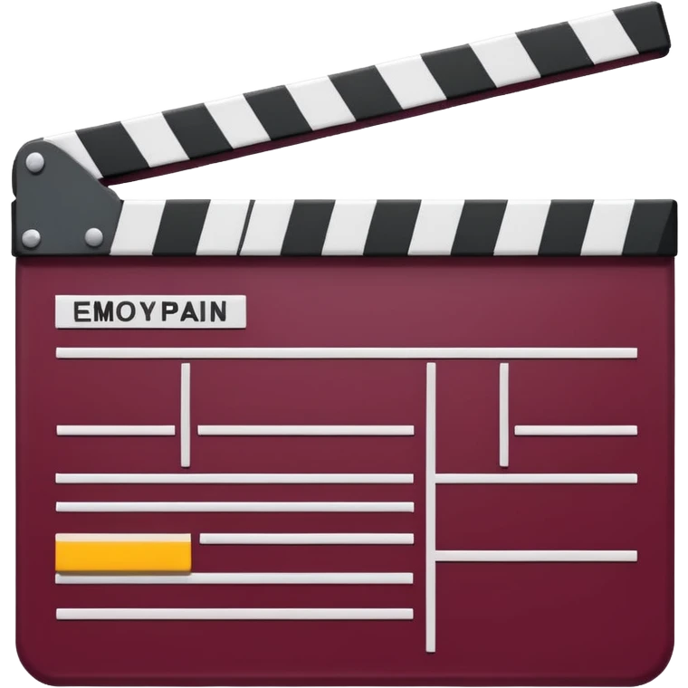 clapper board with burgundy color, emoji style, simple design emoji