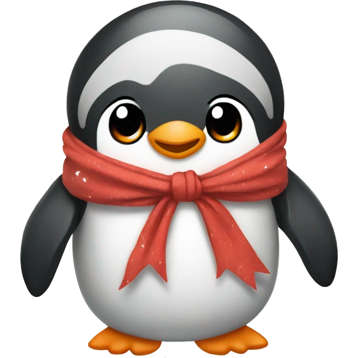 penguin wrapped in blanket with bows  emoji