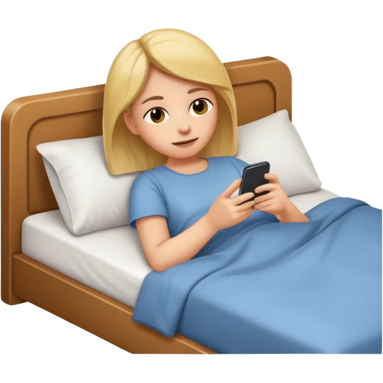
emoticon of lying in bed and looking at phone emoji
