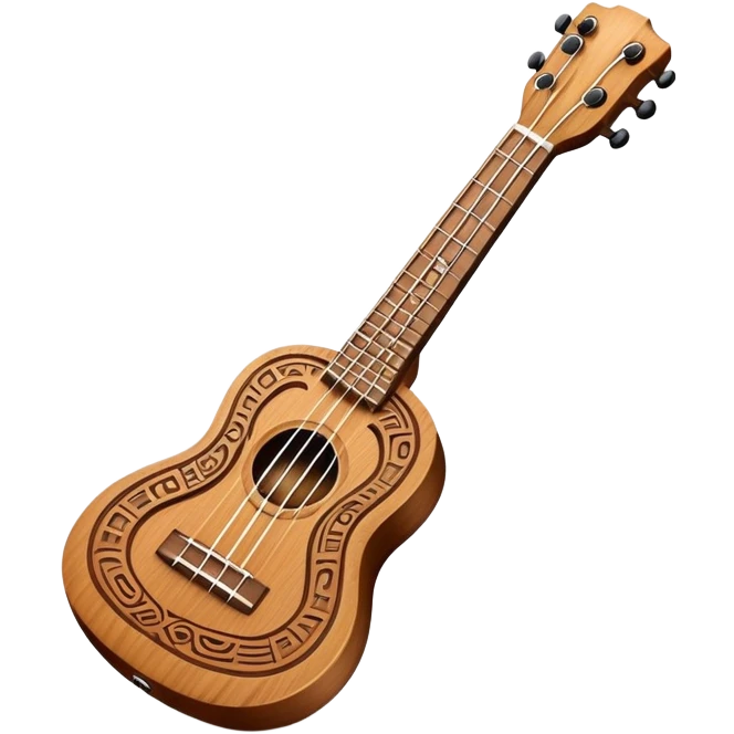 Ukulele with Polynesian carvings emoji