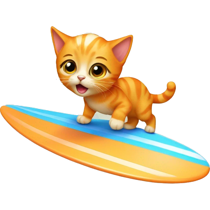 Orange kitten surfing emoji