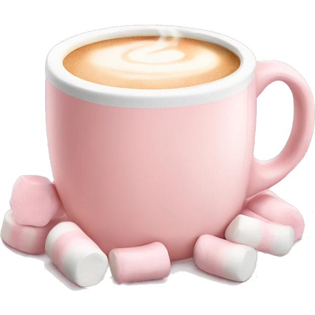 Light Pink mug of latte with marshmallows  emoji
