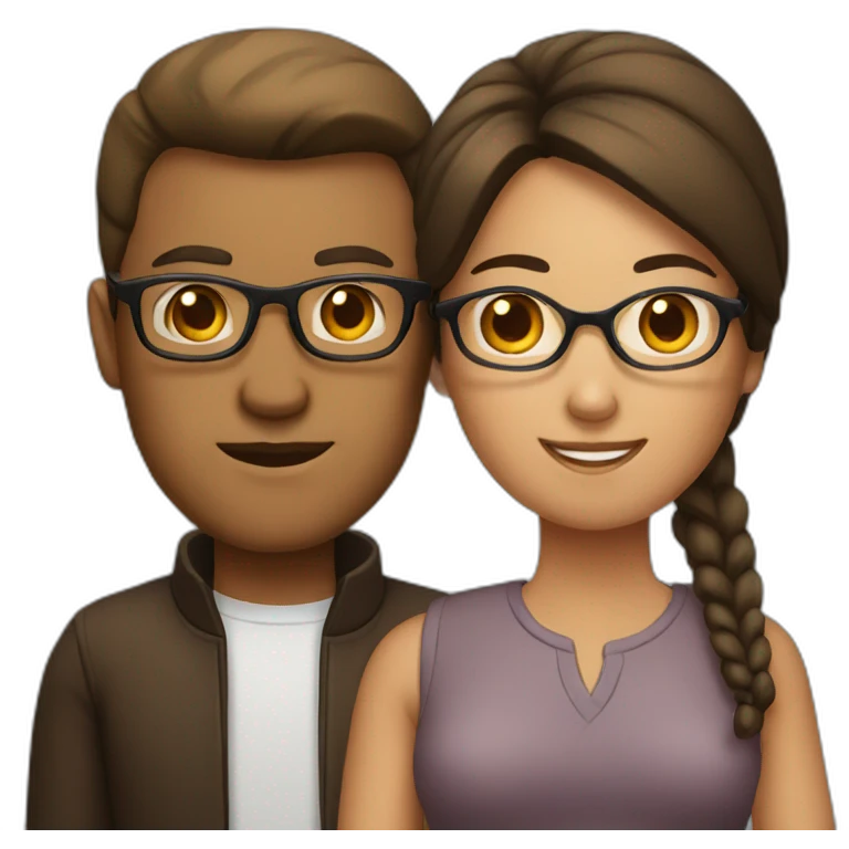 couple with brow hair woman with glasses emoji
