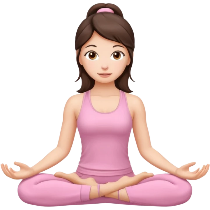 brunette yoga girl light pink clothes n emoji
