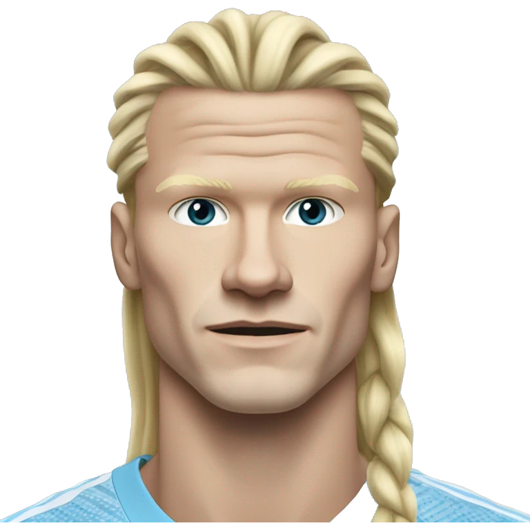 Erling Haaland with long hairs Manchester City emoji