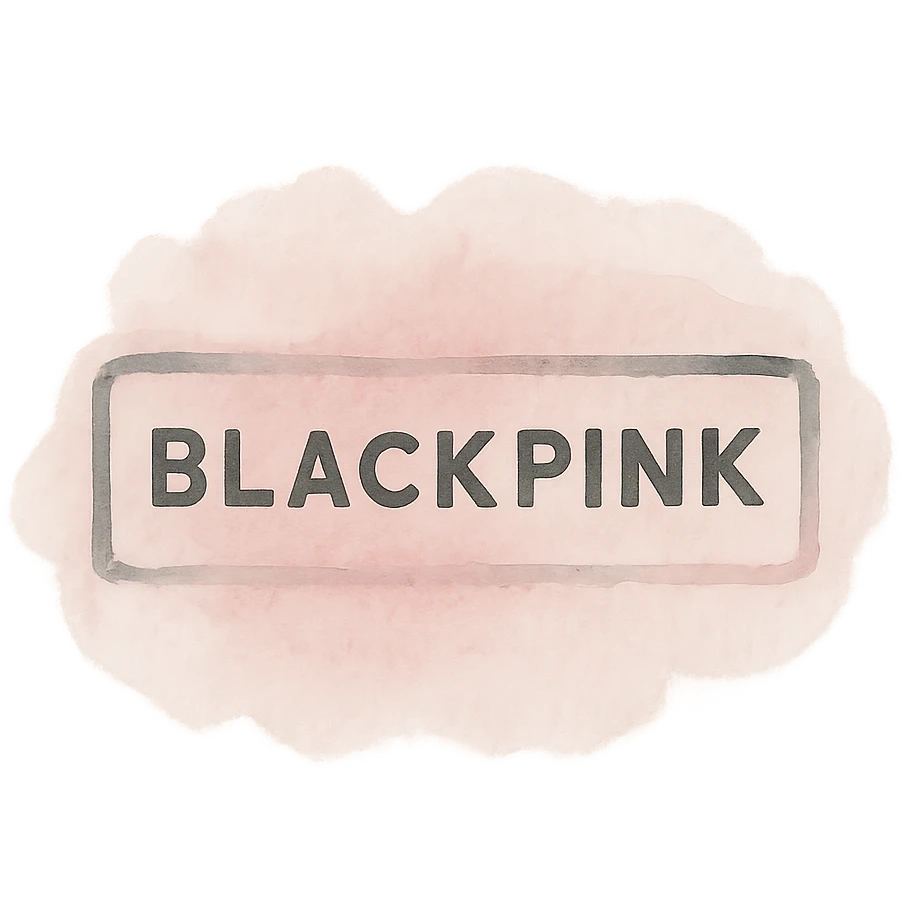 Blackpink inspired icon, pink and black, soft and artistic, Watercolor style emoji
