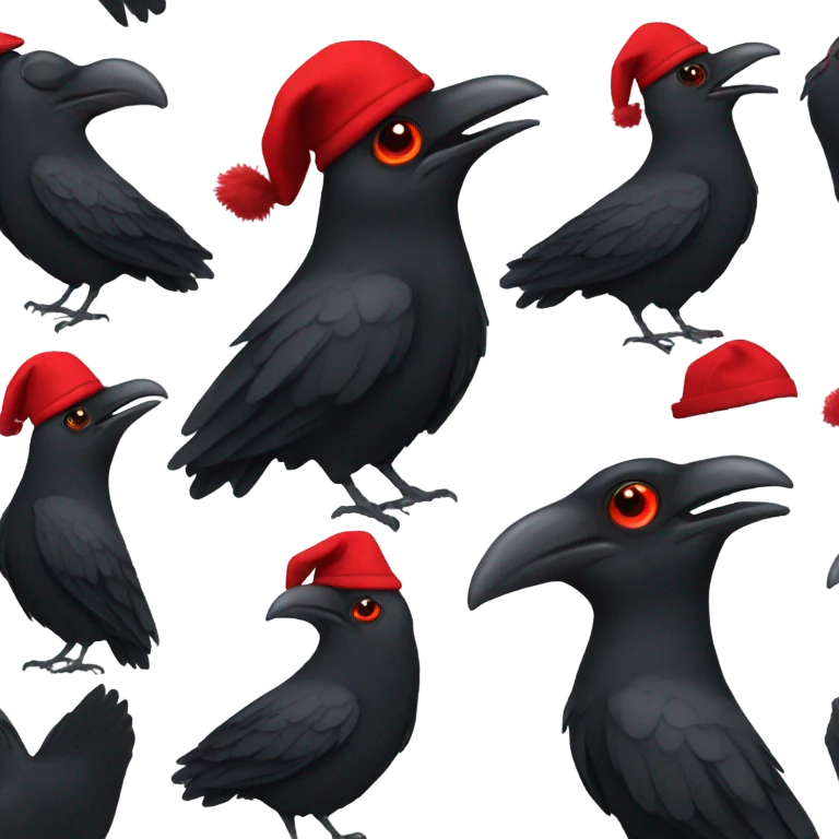 Black crow with red hat and red eyes  emoji
