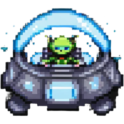 alien driving a UFO spacecraft emoji