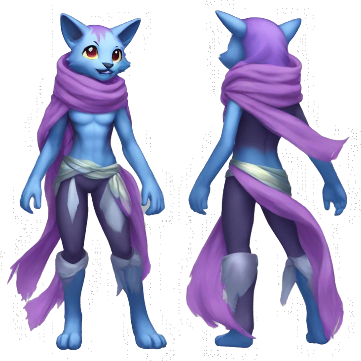 Shiny Anthro Sona Fakemon Nebula with a scarf Full Body emoji