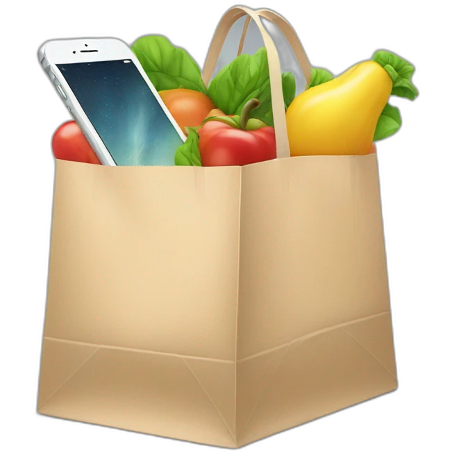 iphone with a shopping bag from it emoji