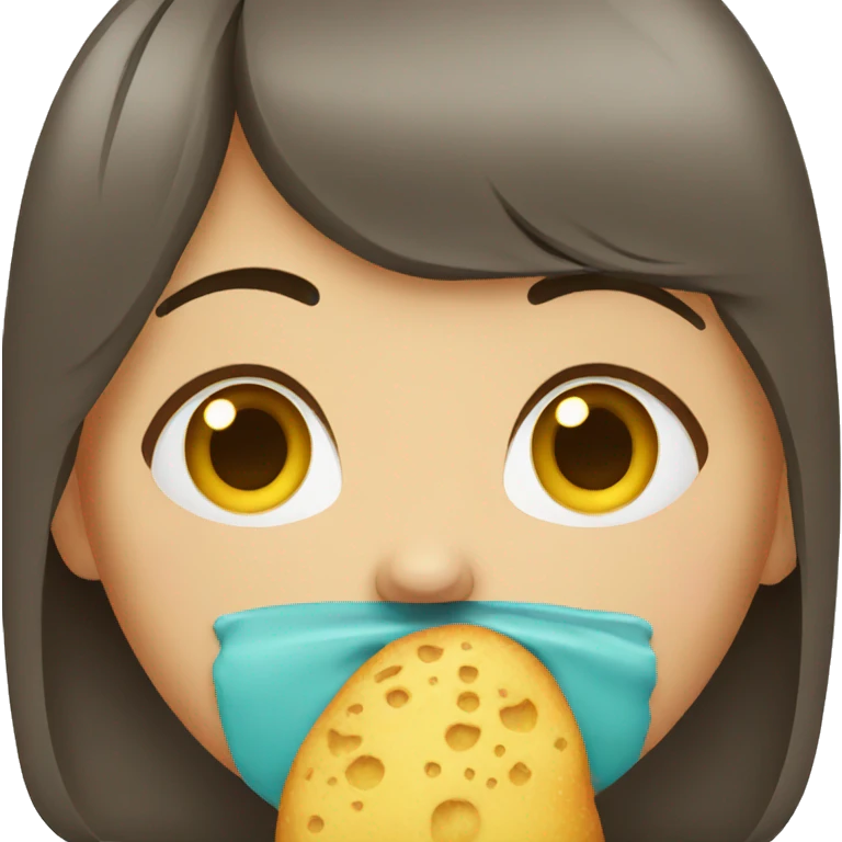 Woman crying and eating emoji