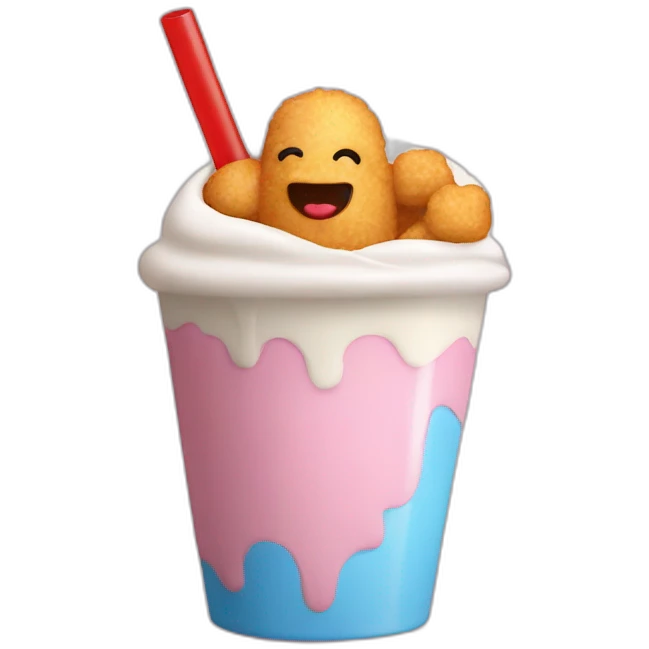 Tater tot drinking a milkshake emoji