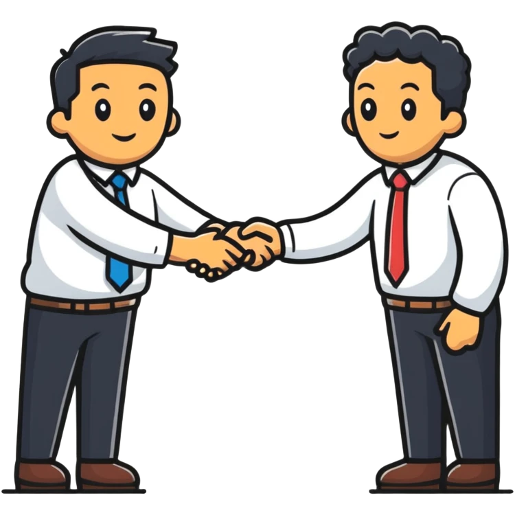 sherpa and businessperson shaking hands, cartoonish emoji